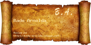 Bade Arnolda névjegykártya